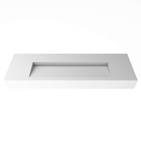Castello Usa Pyramid 60 in Solid Surface Wall-Mounted Bathroom Sink in White with No Faucet Hole CB-GM-2053-60-NH